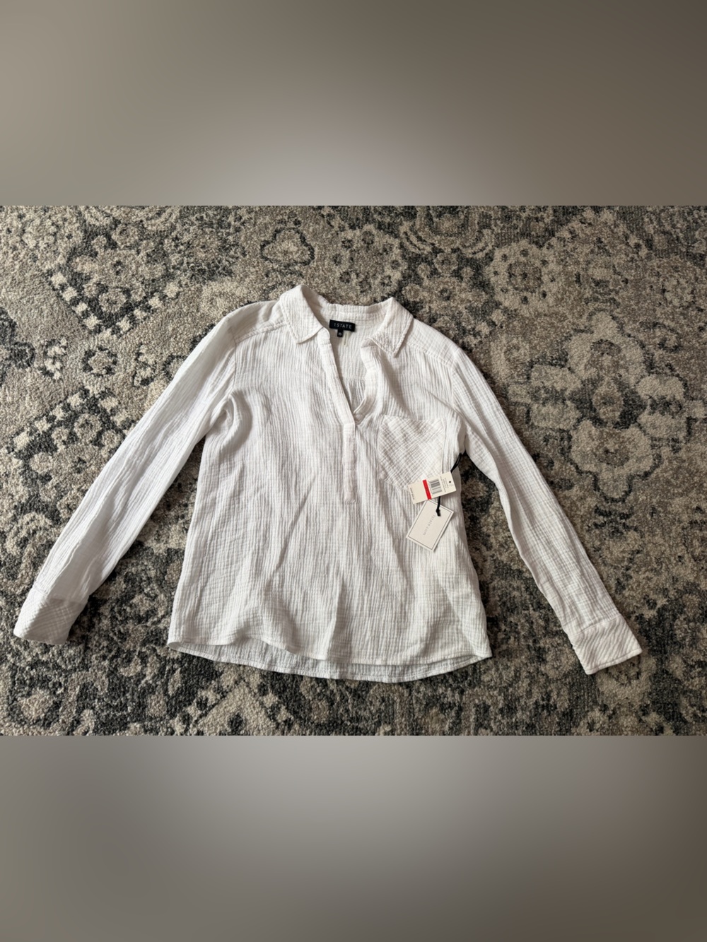 1.STATE White Textured Blouse NWT